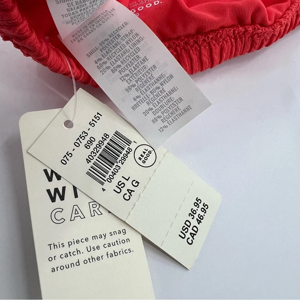 Aerie NWT Crinkle Halter Voop Bikini Top in Resort Red